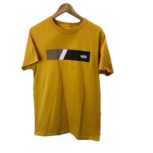 Vans Off The Wall Gold Yellow Black Logo Graphic T Shirt Mens Sz M Classic Fit